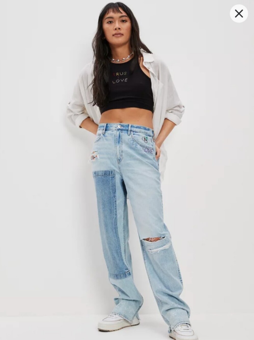 NWT American Eagle Pride Strigid Highest Rise Baggy Straight Jeans 4/27W Long